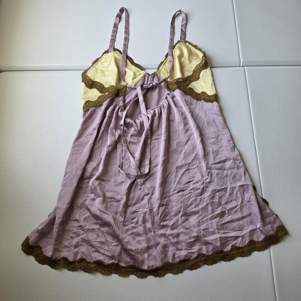 Intimately Free People Nightgown Womens Small Purple Lace Satin Babydoll Slip - Picture 2 of 10